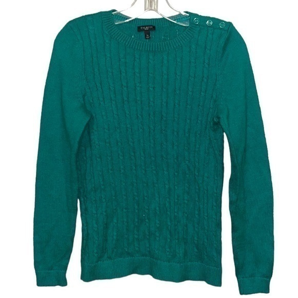 Talbots Long Sleeve Knitted Sweater, 3 decorative buttons on one shoulder - Picture 1 of 6